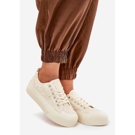 Big Star RR274746 tênis de renda feminina bege 1