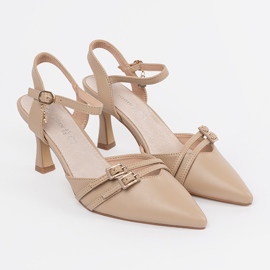 Goodin Sapatos bege com salto aberto 1
