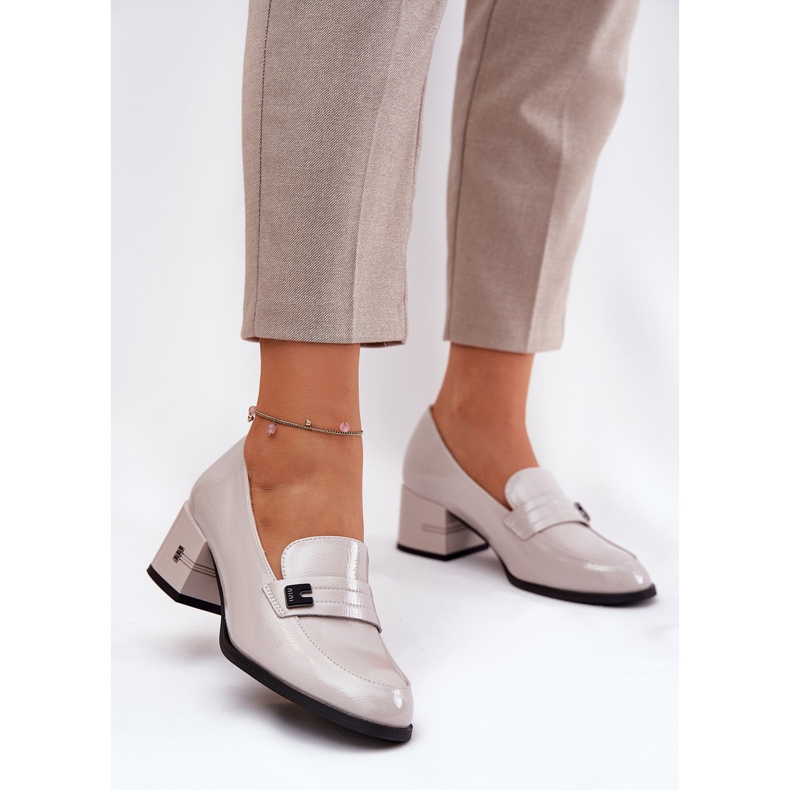 Sapatos de couro pintados com Vinceza 18105 Saltos altos cinza 2