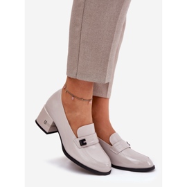 Sapatos de couro pintados com Vinceza 18105 Saltos altos cinza 1