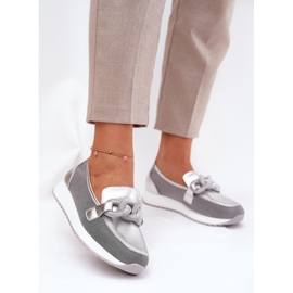 S.Barski Sufos de couro femininos com um ornamento LR51-966 Silver prata 2 S.Barski Sufos de couro femininos com um ornamento LR51-966 Silver prata 2