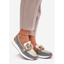 S.Barski Supomotores de couro femininos com um ornamento LR51-966 Gold dourado 1