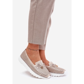 S.Barski Sapatos femininos de couro aberto de couro feitos de couro natural LR51-631 PLN dourado 1