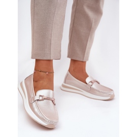 S.Barski Mocas de couro feminino S. Barski Gr51-598 Pearl Pink rosa 2