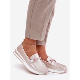 S.Barski Mocas de couro feminino S. Barski Gr51-598 Pearl Pink rosa 1