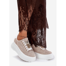 Tênis na plataforma com pinos urso s.barski bf51-014 bege 1 Tênis na plataforma com pinos urso s.barski bf51-014 bege 1