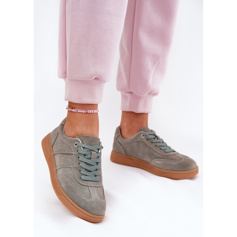 Evento Camurça de camurça com baixo tênis páliana verde feminina 2