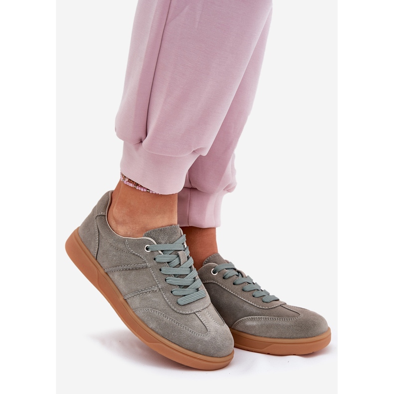 Evento Camurça de camurça com baixo tênis páliana verde feminina 1