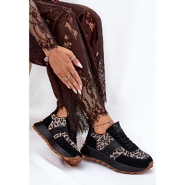 Tênis de camurça feminina na plataforma Leopard Vinceza 66793 Black preto 2