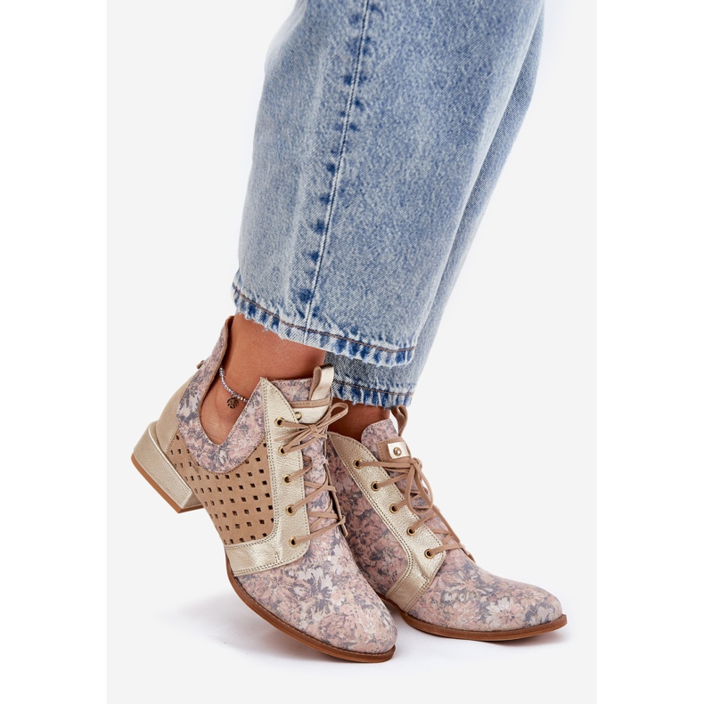 Botas de couro Maciejka Boots 05541-04 Beige-Gold bege 1