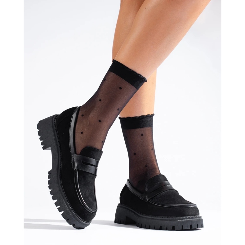 Mocassins de mulher em camurça pretos Shelovet 2