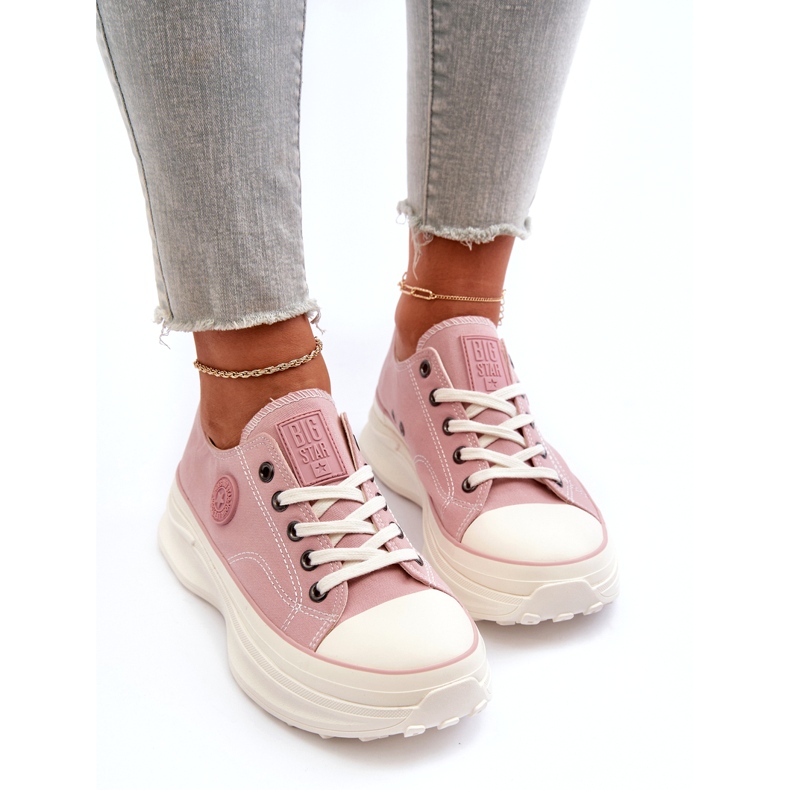 Tênis feminino com sola maciça Big Star NN274129 rosa 2