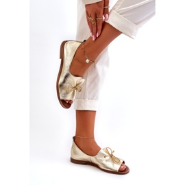 Ballerinas de couro feminino Zazoo 2660/064 PLN dourado 4