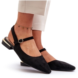 Bailarinas femininas de salto baixo e salto aberto Sergio Leone SK831 pretas preto 4