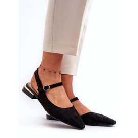 Bailarinas femininas de salto baixo e salto aberto Sergio Leone SK831 pretas preto 1