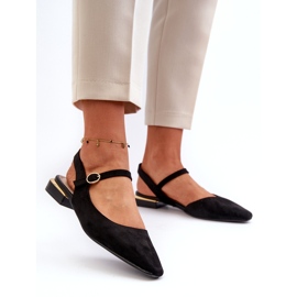 Bailarinas femininas de salto baixo e salto aberto Sergio Leone SK831 pretas preto 2