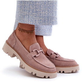 S.Barski Camurça os mocassins femininos de couro com decoração tw117 rosa 4