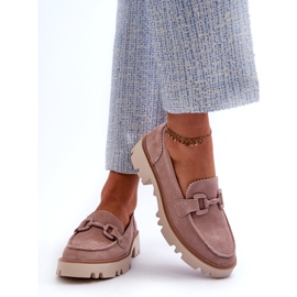 S.Barski Camurça os mocassins femininos de couro com decoração tw117 rosa 2