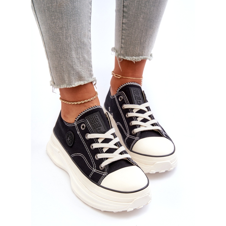 Big Star Tênis femininos na enorme sola grande estrela NN274125 Black preto 3