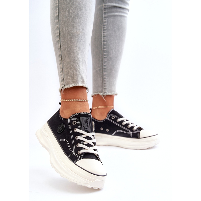 Big Star Tênis femininos na enorme sola grande estrela NN274125 Black preto 2