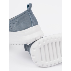 Goodin Mocas azuis de couro na plataforma azul 2