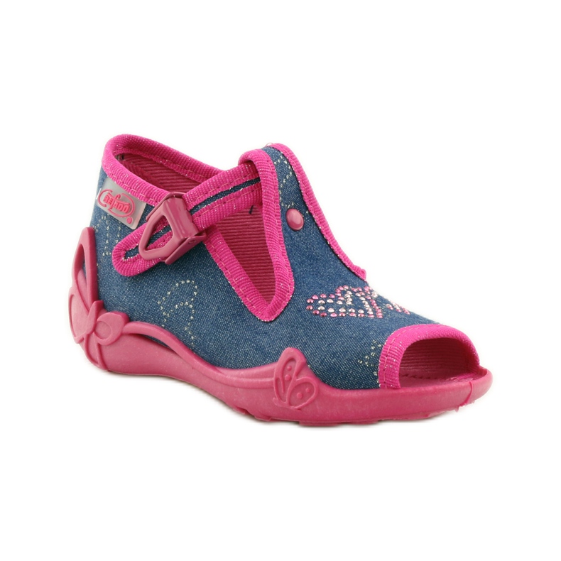 Pantufas Befado 213p101 com coração azul marinho rosa 1