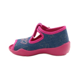 Pantufas Befado 213p101 com coração azul marinho rosa 2