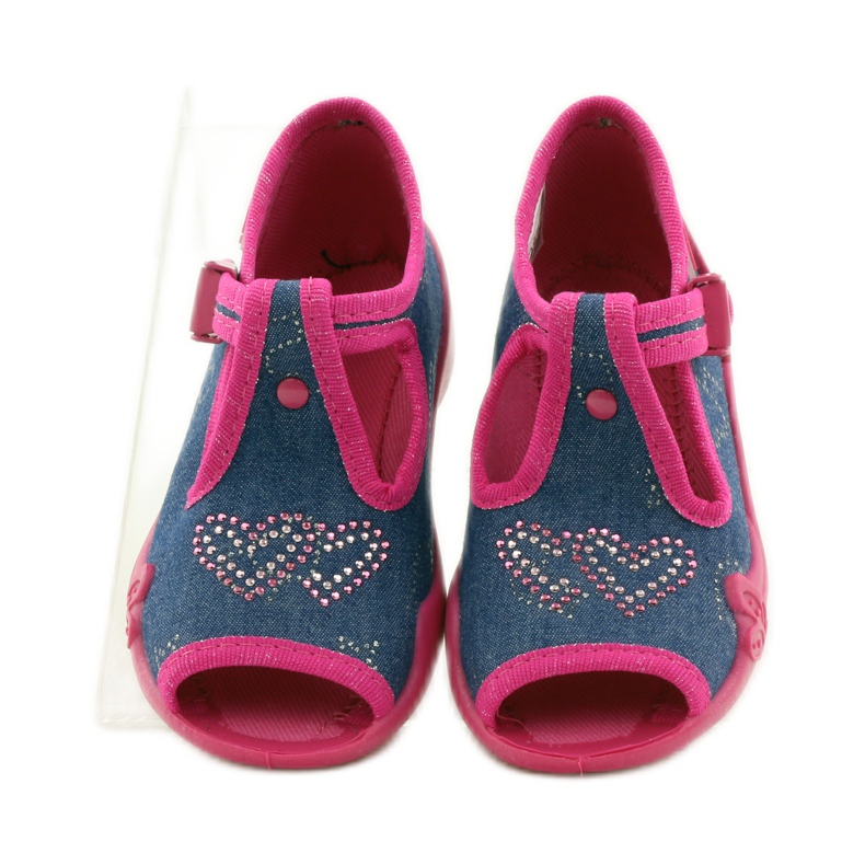 Pantufas Befado 213p101 com coração azul marinho rosa 4