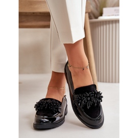 S.Barski Mocassins envernizados femininos S. Barski Hy369a Black com um ornamento preto 4