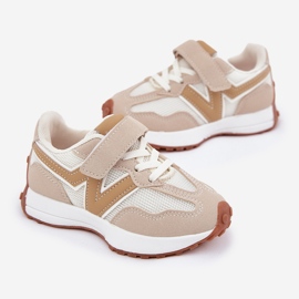 Tênis infantil com velcro, bege 2