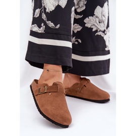 Big Star Flip de camurça feminina -Flops com grande estrela rr274a387 fivela marrom 2