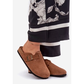 Big Star Flip de camurça feminina -Flops com grande estrela rr274a387 fivela marrom 1