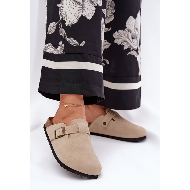 Big Star Camurça flip -flops femininos tamancos com uma grande estrela rr274a385 fivela bege 2