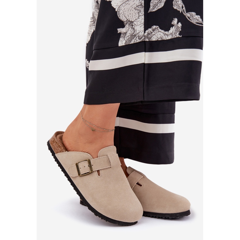 Big Star Camurça flip -flops femininos tamancos com uma grande estrela rr274a385 fivela bege 1