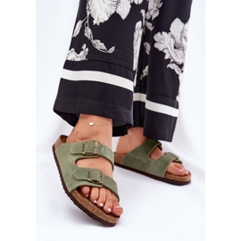 Big Star Camurça feminina chinelos com grande estrela rr274a393 grampos verdes 2