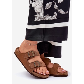 Big Star Camurça feminina chinelos com grande estrela rr274a394 fivelas marrons castanho 1