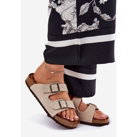 Big Star Camurça feminina chinelos com grande estrela rr274a391 fivelas bege 1