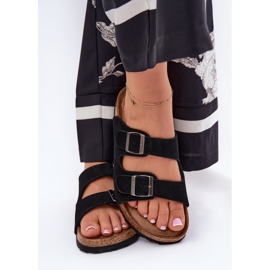 Big Star Camurça feminina chinelos com grande estrela rr274a390 fivelas pretas preto 2