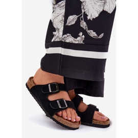 Big Star Camurça feminina chinelos com grande estrela rr274a390 fivelas pretas preto 1