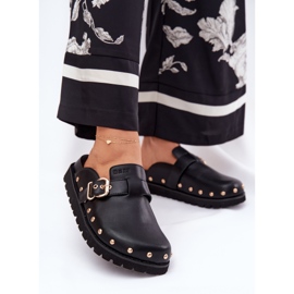 Big Star Flip de couro -flags femininos tamancos na grande estrela rr274a378 plataforma preta preto 2