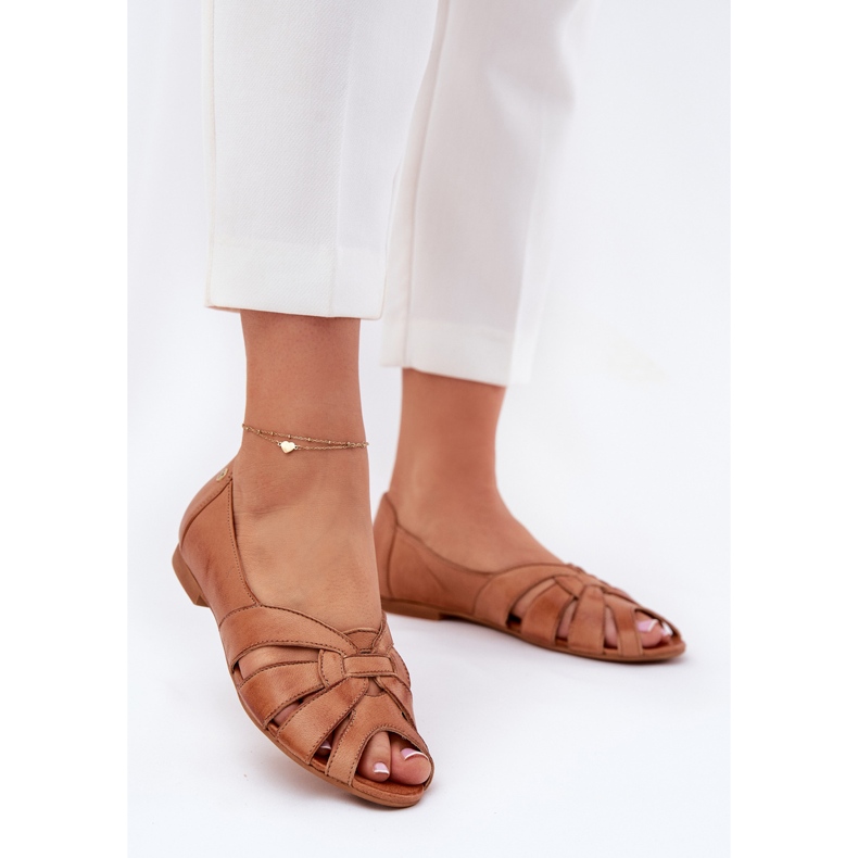 Bailarinas de couro com dedos nus Maciejka 06908-29/001-1 marrom castanho 2