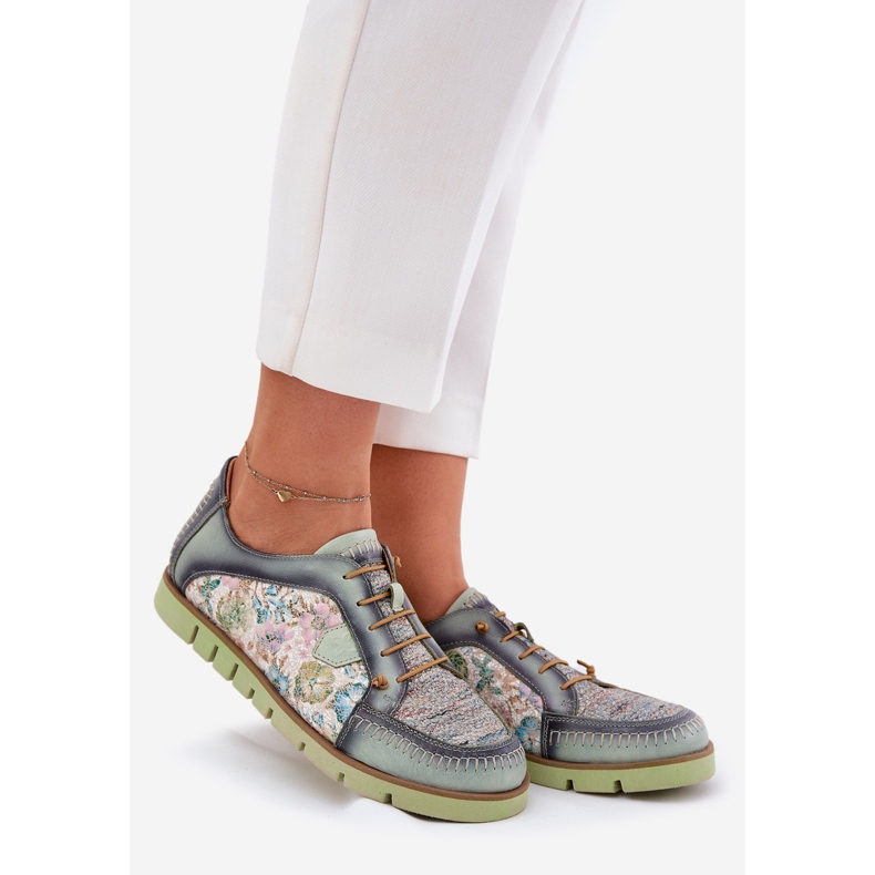 Sapatos de couro feminino Maciejka estampado 06784-09 Verde 1