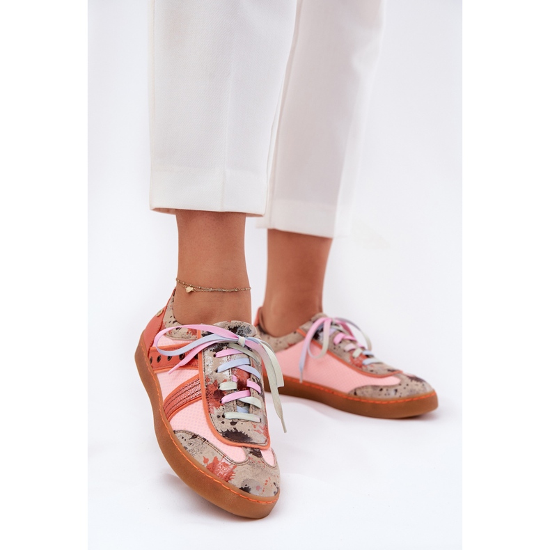 Tênis de couro feminino Maciejka 06840-18 laranja 2