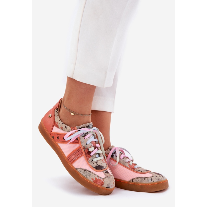 Tênis de couro feminino Maciejka 06840-18 laranja 1