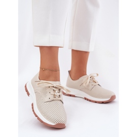 Sapatos de couro feminino com Artiker 54c1811 bege 2