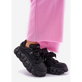 Tênis de couro feminino na enorme plataforma Goe rr2n4044 preto 1