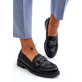 S.Barski Mocassins ecológicos de couro feminino com um ornamento de S. Barski Hy372 Black preto 2