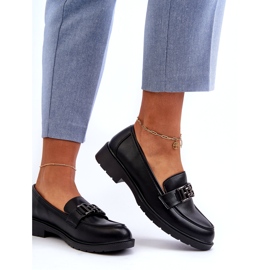 S.Barski Mocassins ecológicos de couro feminino com um ornamento de S. Barski Hy372 Black preto 3