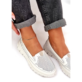 Evento São mocassins de couro claro 24pb18-6870 branco 4