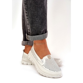 Evento São mocassins de couro claro 24pb18-6870 branco 3